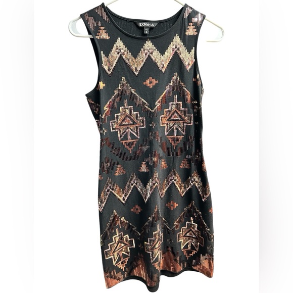 Express Embroidered Geometric Pattern Dress W’s Sz XS - Picture 2 of 3